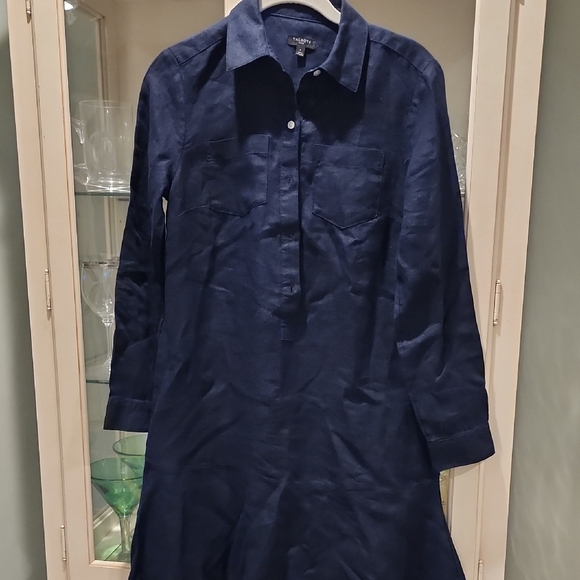 Talbots Dresses & Skirts - Talbots Navy Long Sleeve Linen Blend Dress